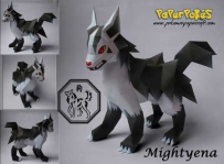 Pokemon Mightyena Papercraft 大狼犬